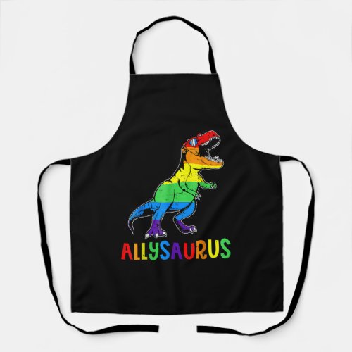 Allysaurus LGBT T Dinosaur Rainbow Flag Ally LGBT  Apron