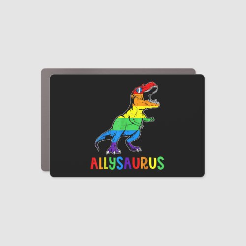 Allysaurus LGBT T Dinosaur Rainbow Flag Ally LGBT  Car Magnet