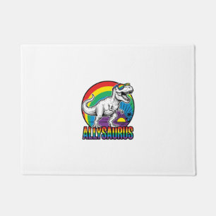 Allysaurus Rainbow Dinosaur Vintage T-Shirt Design Doormat