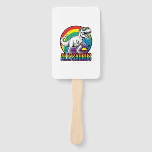 Allysaurus Rainbow Dinosaur Vintage T-Shirt Design Hand Fan