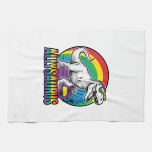 Allysaurus Rainbow Dinosaur Vintage T-Shirt Design Kitchen Towel