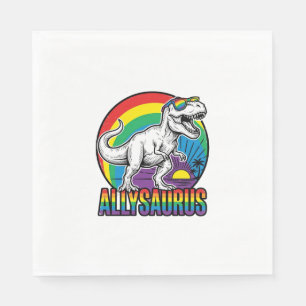 Allysaurus Rainbow Dinosaur Vintage T-Shirt Design Napkins