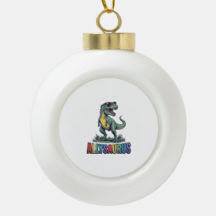 Allysaurus Vintage Dinosaur Sunglasses Shirt Desig Ceramic Ball Christmas Ornament