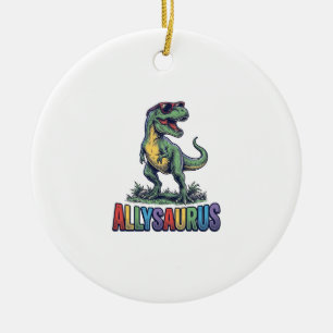 Allysaurus Vintage Dinosaur Sunglasses Shirt Desig Ceramic Ornament
