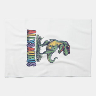 Allysaurus Vintage Dinosaur Sunglasses Shirt Desig Kitchen Towel
