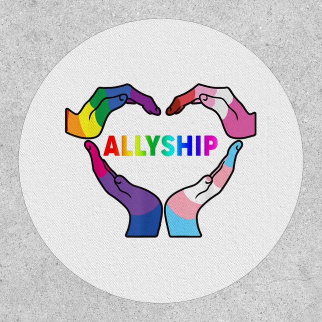Allyship Heart LGBT Support Protect Kids Rainbow F Patch (Front)