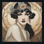 Alma A Beautiful Art Deco Woman Faux Canvas Print<br><div class="desc">Alma is a beautiful Art Deco flapper. She has a beautiful head piece and flapper dress. A gorgeous flashback to a bygone era.</div>