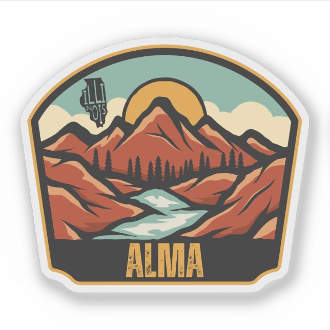Alma, Illinois Sticker (Front)