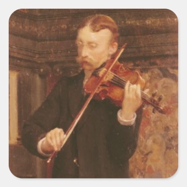 Alma-Tadema | Maurice Sons playing the Violin Square Sticker (Front)
