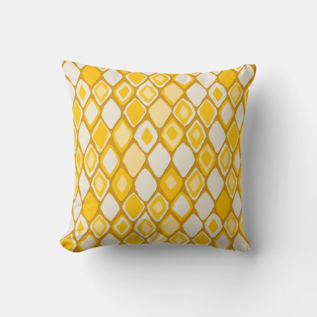 Almas diamond ikat gold throw pillow (Front)