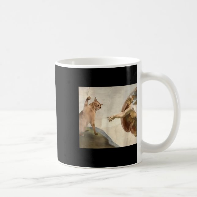 Almighty Slap Funny Cat God Creation Of Adam Meme  Coffee Mug (Right)