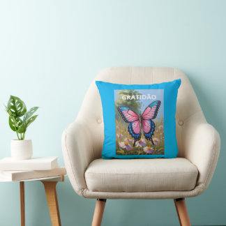 Almofada 40.6 cm x 40.6 cm Butterfly Throw Pillow