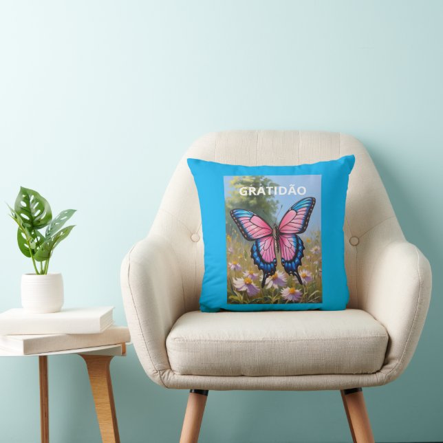 Almofada 40.6 cm x 40.6 cm Butterfly Throw Pillow (Chair)