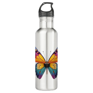 Almofada com um desenho de uma Borboleta colorida. Stainless Steel Water Bottle