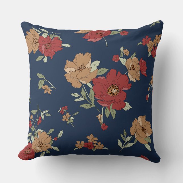 Almofada Floral stamp Throw Pillow (Front)
