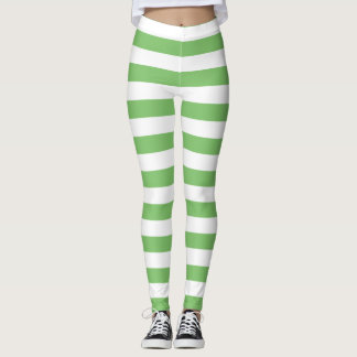 Almond and white color horizontal striped leggings