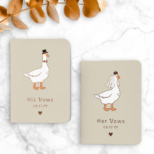 Almond Beige Goose Bride Groom His & Her Vows Foil Vow Books