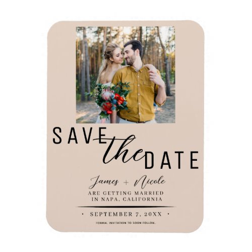 Almond Bisque Save the Date Photo Wedding Magnet
