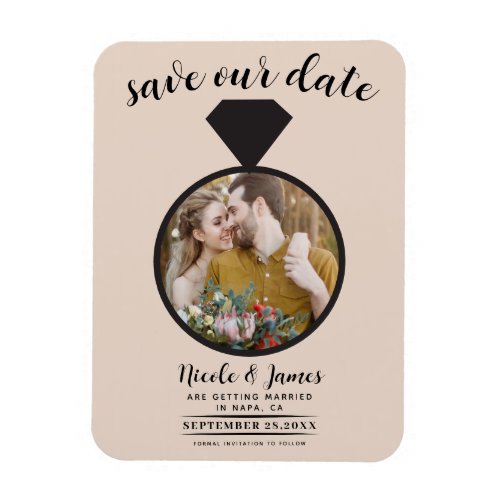 Almond Bisque Wedding Ring Photo Save the Date Magnet