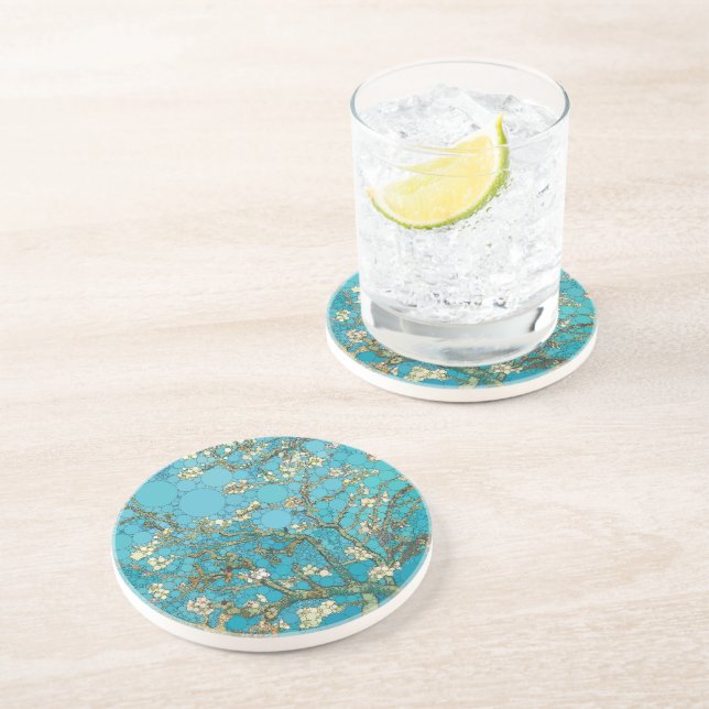 Almond Blossom, Dots by After Vincent van Gogh Coaster (Side)