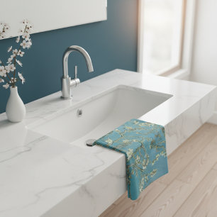  Almond Blossom Floral Boho Blue Classic Art Wash Cloth