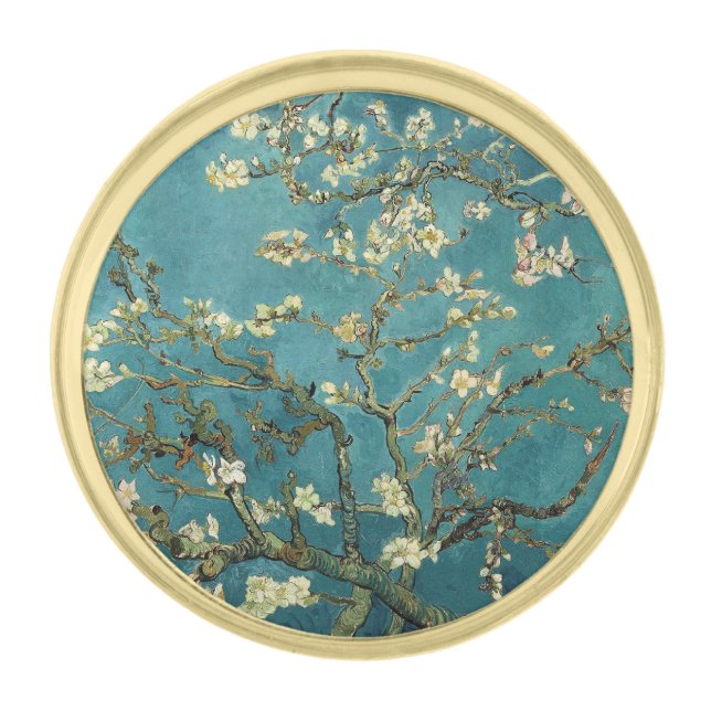 Almond Blossom Gold Finish Lapel Pin (Front)