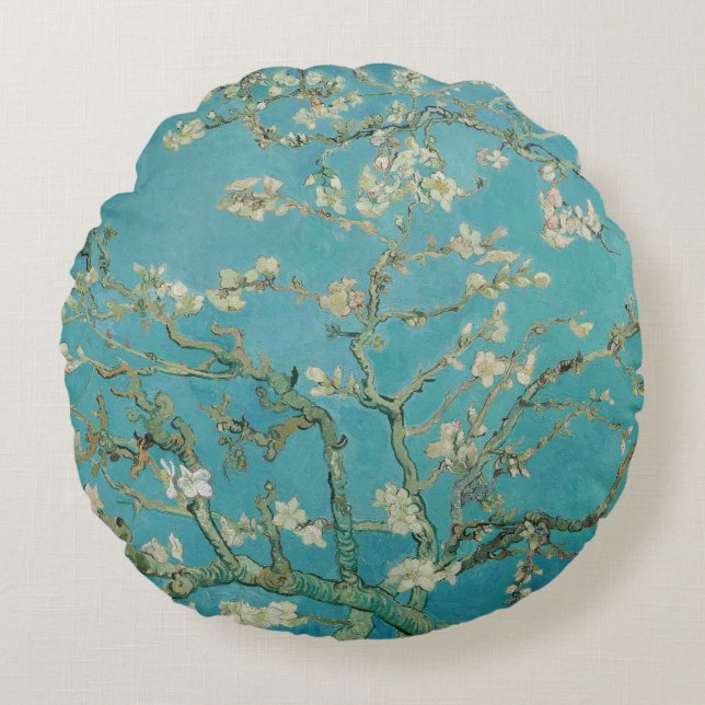 Almond Blossom, Oil Painting, Vincent Van Gogh Round Pillow (Front)