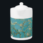 Almond Blossom, Oil Painting, Vincent Van Gogh Teapot<br><div class="desc">Vincent Van Gogh,  February 1890
oil on canvas
post-impressionist oil painting depicting a flowering blooming almond tree with white flowers and green-blue branches against a muted teal background

sophisticated elegant fancy chic quirky boho stately eclectic bohemian maximalist fine modern classic art decor</div>