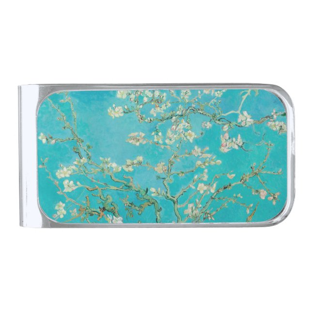 Almond Blossom Van Gogh Silver Finish Money Clip (Front)