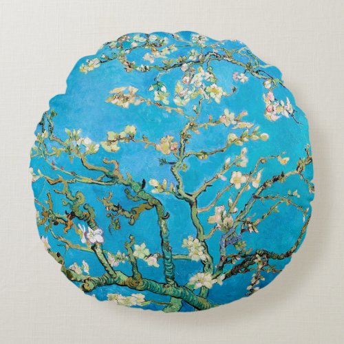 Almond Blossom Vincent van Gogh Round Pillow