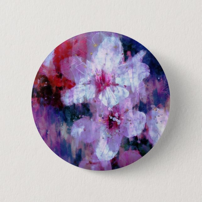 Almond Blossom Watercolor Button (Front)