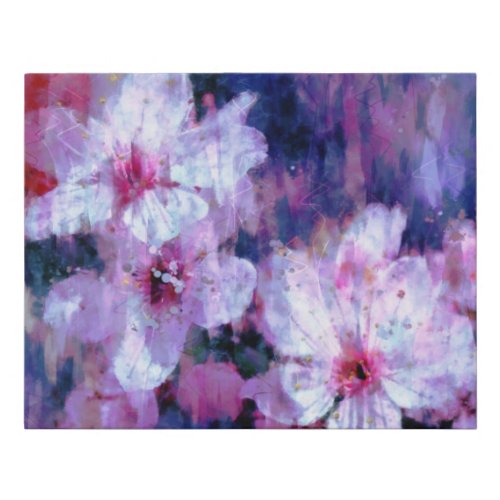 Almond Blossom Watercolor Faux Canvas Print