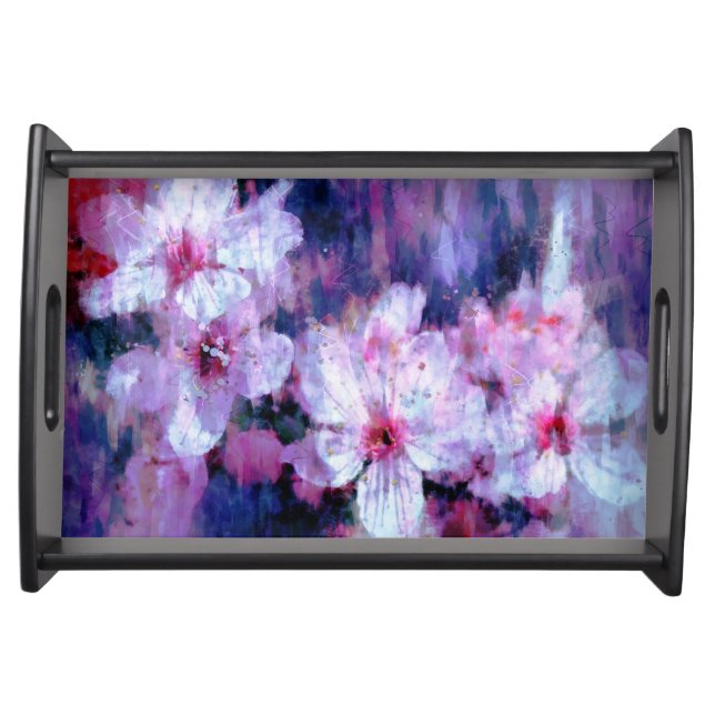 Almond Blossom Watercolor Serving Tray (Front)