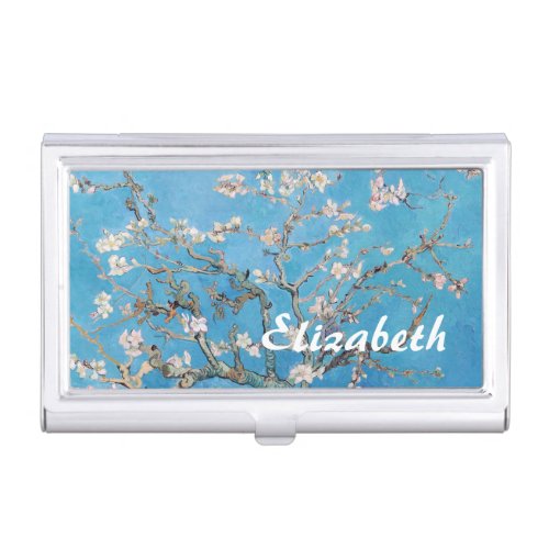 Almond Blossoms Blue Vincent van Gogh Art Painting Business Card Holder