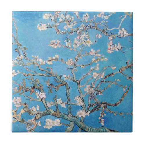 Almond Blossoms Blue Vincent van Gogh Art Painting Ceramic Tile