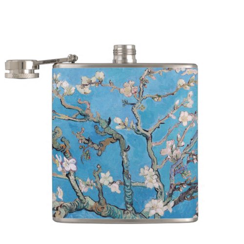 Almond Blossoms Blue Vincent van Gogh Art Painting Flask