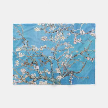 Almond Blossoms Blue Vincent Van Gogh Art Painting Fleece Blanket by Then_Is_Now at Zazzle