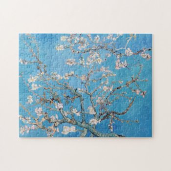 Almond Blossoms Blue Vincent Van Gogh Art Painting Jigsaw Puzzle by Then_Is_Now at Zazzle