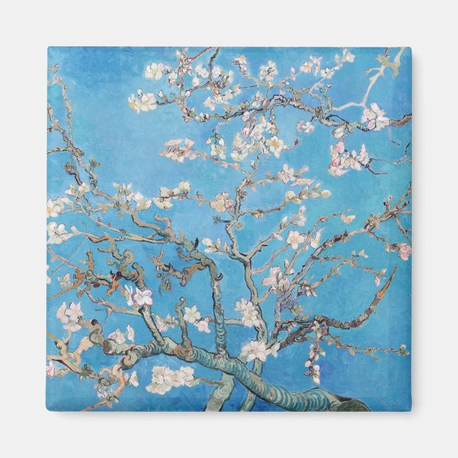 Almond Blossoms Blue Vincent van Gogh Art Painting Magnet (Front)