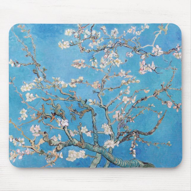 Almond Blossoms Blue Vincent van Gogh Art Painting Mouse Pad (Front)