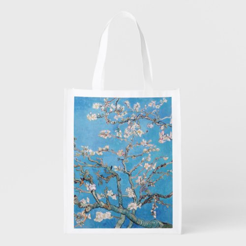 Almond Blossoms Blue Vincent van Gogh Art Painting Reusable Grocery Bag