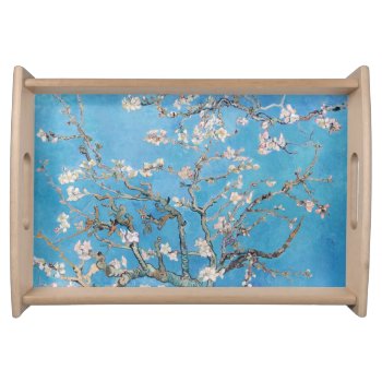 Almond Blossoms Blue Vincent Van Gogh Art Painting Serving Tray by Then_Is_Now at Zazzle