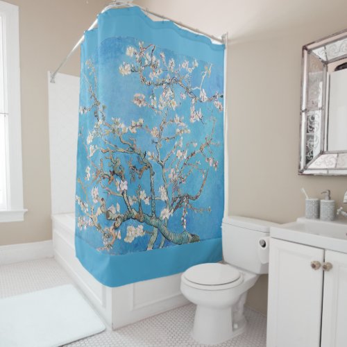 Almond Blossoms Blue Vincent van Gogh Art Painting Shower Curtain