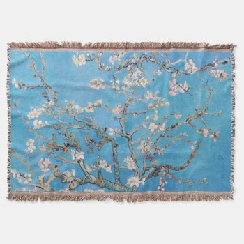 Almond Blossoms Blue Vincent Van Gogh Art Painting Throw Blanket by Then_Is_Now at Zazzle
