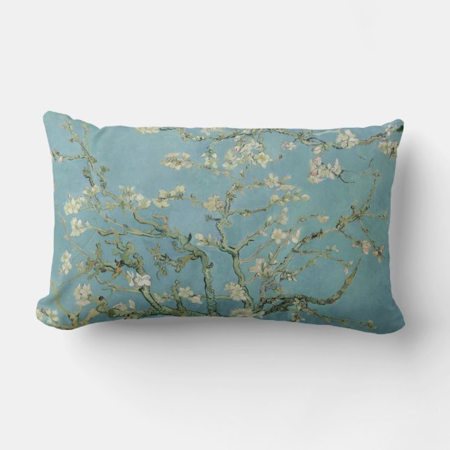Almond Blossoms by Vincent Van Gogh Fine Art Lumbar Pillow (Front)