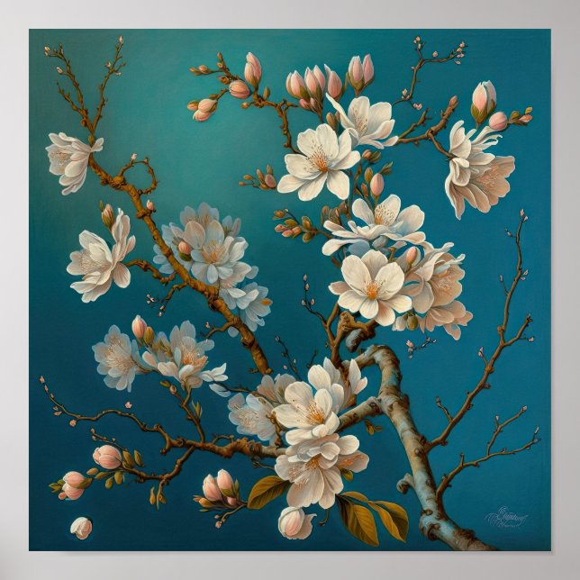 Almond Blossoms Flower Art Print Poster (Front)