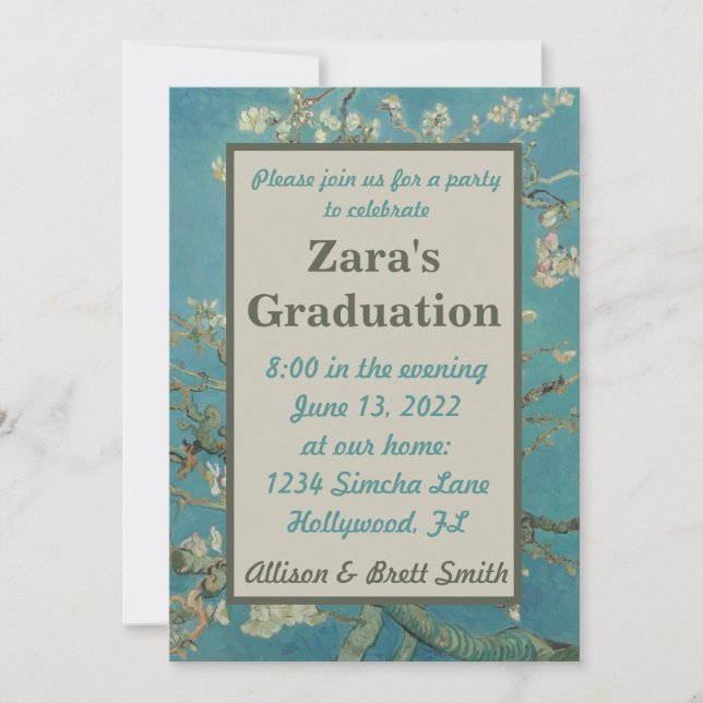 Almond Blossoms Graduation Invitation (Front)