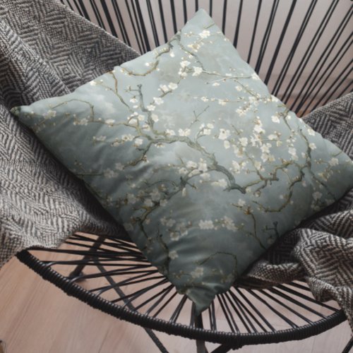 Almond Blossoms Grey Vincent Van Gogh Throw Pillow