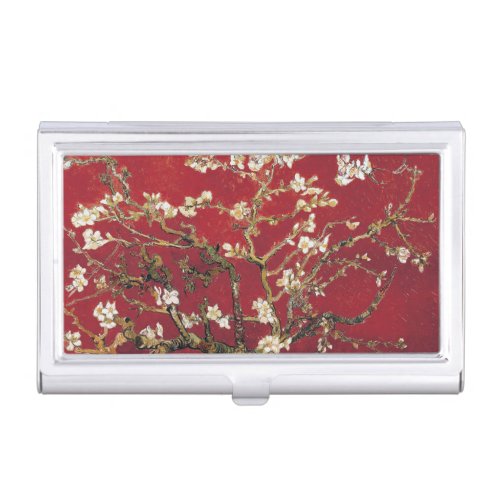 Almond Blossoms Red Vincent van Gogh Art Painting Business Card Holder