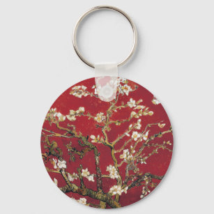 Almond Blossoms Red Vincent van Gogh Art Painting Keychain